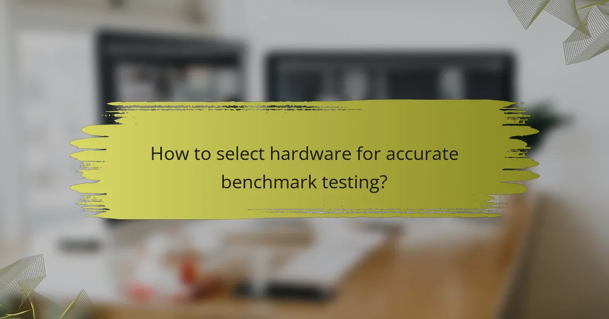 How to select hardware for accurate benchmark testing?