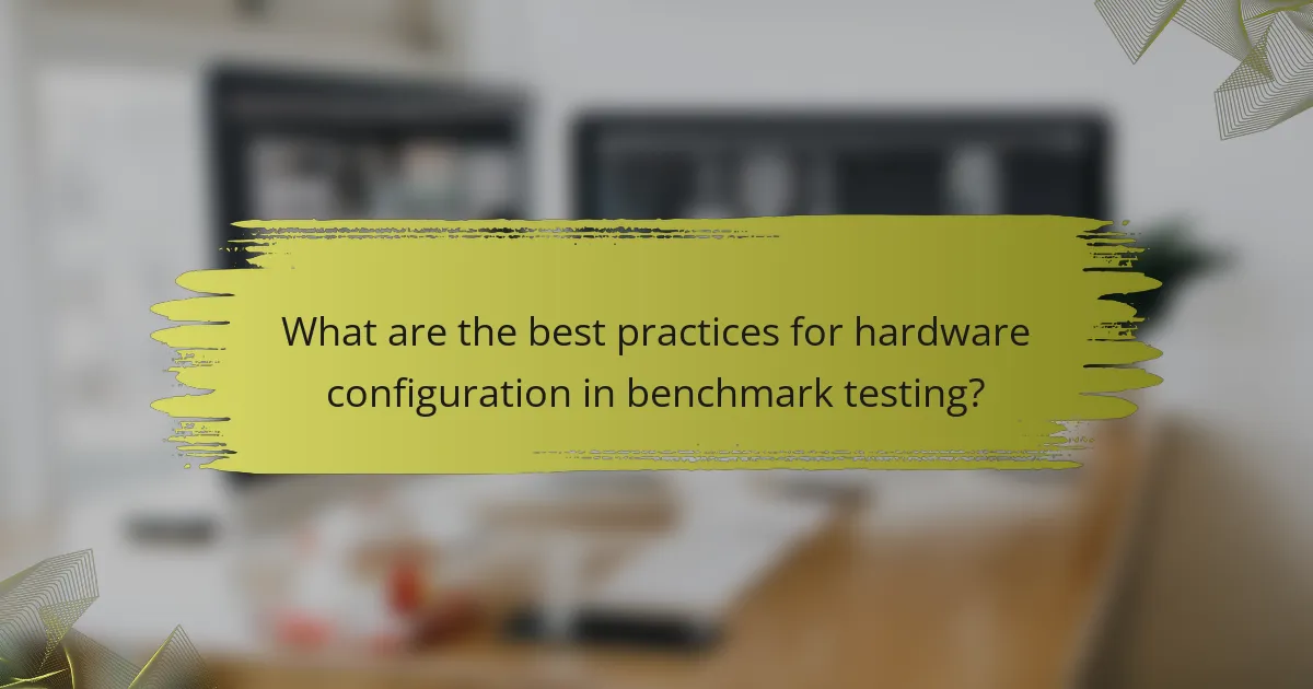 What are the best practices for hardware configuration in benchmark testing?